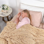 Tuddrom Decorative Extra Soft Faux Fur Blanket Queen Size 80" x 90",Solid Reversible Fuzzy Fluffy Cozy Plush Fleece Comfy Microfiber Fur Blanket for Couch Sofa Bed,Apricot