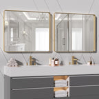 Hasipu 2 PCS Bathroom Mirror for Wall, 36 x 30 Inch Gold Metal Framed Bathroom Mirrors for Over Sink, Rectangle Bathroom Vanity Mirror, Anti-Rust, Tempered Glass, Horizontal or Vertical