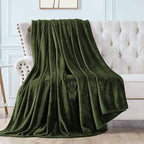 Walensee Fleece Blanket Plush Throw Fuzzy Lightweight (Throw Size 50x60 Olive Green) Super Soft Microfiber Flannel Blankets for Couch, Bed, Sofa Ultra Luxurious Warm and Cozy for All Seasons