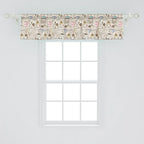 Ambesonne Modern Window Valance, Coffee Time Vintage Espresso Machine Cupcakes Beans Design, Curtain Valance for Kitchen Bedroom Decor with Rod Pocket, 42" x 12", Pale Pink Beige