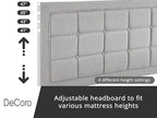 Decoro Mornington Upholstered 2.0 Platform Bed, Button-Tufted Fabric Headboard and Metal Frame with Wood Slat Support, Light Grey, Full