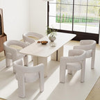 Modern Barrel Dining Chairs Set of 5, PU Leather Upholstered Accent Side Chair with Arms Comfy Makeup Vanity Chairs, Dining Living Room Kitchen Chairs, Grey