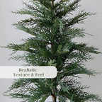 CG Hunter Holiday Collection, Set-of-2 Faux Cedar Trees, Premium Artificial Indoor & Outdoor Cedar Tree Stands 24" Tall in Creme Pot–Perfect Christmas Decoration