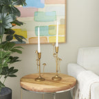 Deco 79 Metal Abstract Decorative Candle Holder Mushroom Inspired Candle Stand, Set of 2 Candlestick Holder 11", 14" H, Gold