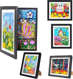 Kids Artwork Frame - Changeable Front Opening, Holds 150 Art Projects, 8.5x11 Picture Display With Storage (White)