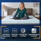 Sealy TrueForm 2" Medium-Firm Gel-Infused Memory Foam Mattress Topper, Cloud-Like Adaptive Mattress Topper for Body Support, Queen Blue