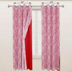 BONZER Mix and Match Curtains - 2 Pieces Branch Print Sheer Curtains and 2 Pieces Blackout Curtains for Bedroom Living Room Grommet Window Drapes, 54x95 Inch/Panel, Red, Set of 4 Panels