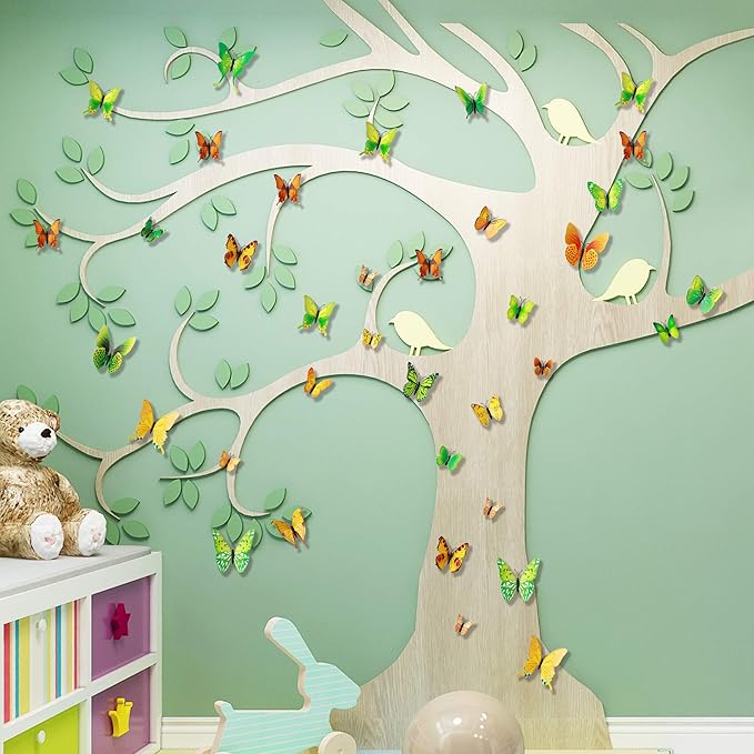 24pcs 3D Vivid Special Man-Made Lively Butterfly Art DIY Decor Wall Stickers Decals Nursery Decoration, Bathroom Décor, Office Décor, 3D Wall Art, 3D Crafts for Wall Art Kids Room Bedroom