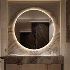 48" Round LED Bathroom Mirror, Wall Mounted Round Backlit Mirror LED Bathroom Vanity Mirror with Lights Fog Free Circle Lighted Mirror with Gold Frame, Smart Light up Mirror 3-Color