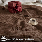 PHF 100% Cotton Waffle Weave Blanket Twin Size for Bed,Snag Proof Lightweight Breathable Moisture-Wicking Throw for Couch,Great for Layering in Cold Weather,Machine Washable,Home Decor Gift-Cappuccino