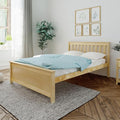 Max & Lily Full Size Bed Frame with Slatted Headboard, Solid Wood Platform Bed for Kids, No Box Spring Needed, Easy Assembly, Natural