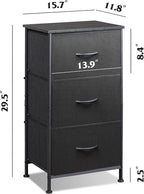 WLIVE Dresser with 3 Drawers, Fabric Nightstand, Organizer Unit, Storage Dresser for Bedroom, Hallway, Entryway, Closets, Sturdy Steel Frame, Wood Top, Easy Pull Handle, Charcoal Black