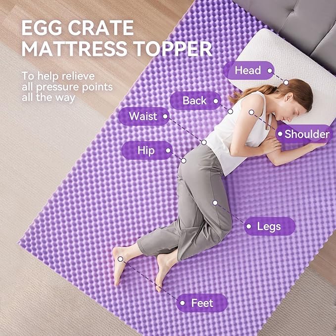 SINWEEK 2 Inch Egg Crate Cooling Gel Memory Foam Mattress Topper Full Size, Soft Mattress Pad for Back Pain Relief, Bed Topper, CertiPUR-US Certified