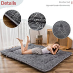 MAXYOYO Japanese Floor/Futon Mattress Thicken Sleeping Pad Roll Up Mattress Floor Lounger Bed Camping Mattress Guest Room Mattress Pad, Thick Soft and Comfortable, Black Leaf, Twin Size