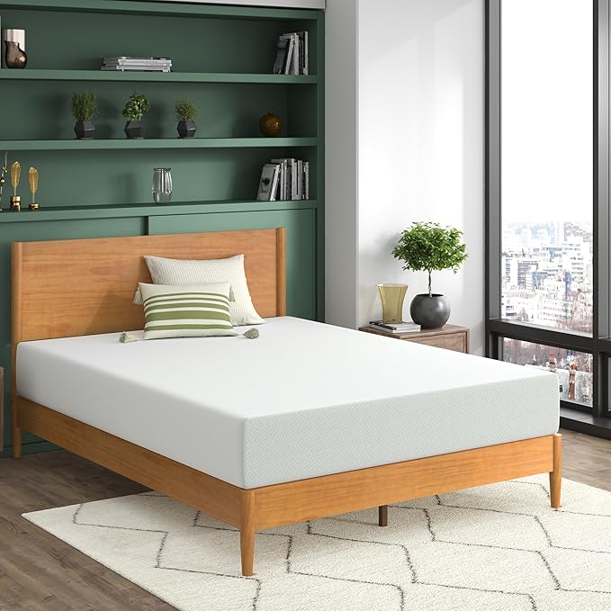 ZINUS 10 Inch Green Tea Memory Foam Mattress, King, Fiberglass Free, Patented Custom Contour Support, Sturdy Base Foam, CertiPUR-US Certified, Mattress in A Box, White