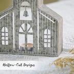 Church Shaped Tea Light Candle Holder Farmhouse Galvanized Metal Candle Holder Vintage Decorative Tealight Holder for Table Centerpiece Decoration - 6.22" x 1.97" x 9.25"