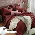 Monbix Full Size Comforter Sets Red, Cationic Dyeing Reversible Bedding Set 7 Pieces, All Season Bed in a Bag with Sheets, Pillowcases & Shams