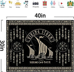 OSUNBD Viking Warship Tapestry Wall Hanging - Small 40x30inches Storm & Celtic Runes on Soft Flannel Aesthetic Mythology Tapestries Norse Mythology Art for Bedroom, Living Room Decor