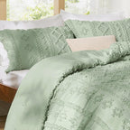 Bedsure Tufted Boho Comforter Set King Size - Sage Green Boho Bed Set, GentleSoft™ 3 Pieces Farmhouse Shabby Chic Embroidery Bedding, Gifts for Woman, Soft Jacquard King Comforter for All Seasons