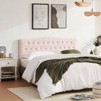 Tufted Upholstered Headboard Queen Size, Sturdy and Durable Solid Wood Bed headboard, Fabric Headboard Adjustable Height from 37” to 51”, Modern Button Diamond Design Head Board, Pink