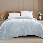Exclusivo Mezcla Fleece Bed Blanket King Size, Super Soft and Warm Blankets for Couch, Sofa and Bed Waffle Textured, Cozy, Fuzzy and Lightweight (Mixed Slate Blue, 90x104 Inches)