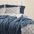 Bedsure GentleSoft Sherpa Fleece Blankets King Size for Bed - Thick and Warm, Soft Fuzzy Plush King Blanket for Winter, Slate Blue, 108x90 Inches