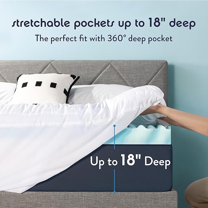 Best Price Mattress 4 Inch Pillowtop Mattress Topper and Pad Combo, 2 Inch Egg Crate Foam Mattress Topper, 2 Inch Plush Mattress Pad, Certified Safe Foam and Fabric, Dorm Essentials, Twin