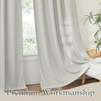 RYB HOME Linen Textured Sheer Curtains 45 inch Length, Half Privacy Sheers Drapes for Bathroom Bedroom Small Window Decor, Deep Grey, W 52 x L 45 inches, Set of 2