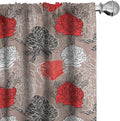 Ambesonne Floral Curtains, Blossoming Peonies Vintage Botanical Composition Abstract Petals and Buds, Window Treatments 2 Panel Set for Living Room Bedroom, Pair of - 28" x 63", Red Grey