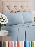 Twin XL 4 Piece Sheet Set - Comfy Breathable & Cooling - Soft Hotel Luxury Bedding Set with 8-16 Inch Deep Pockets - 1 Flat & 1 Fitted Sheet & 2 Pillowcases - Wrinkle Free & Easy Care - Heathered Blue