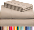 LuxClub 4 PC King Sheet Set, Deep Pockets Wrinkle Free Cooling Bed Sheets Hotel Bedding for Women, Men, Kids & Teens, Includes 1 Fitted Sheet, 1 Flat Sheet and 2 Pillowcases - Silky Soft Light Khaki