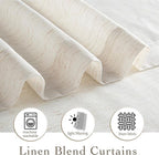 RYB HOME Sheer Curtains 84 inches Long Linen Blend Light & Airy Vertical Translucent Panels for Bedroom Living Room Office, Rod Pocket & Back Tab, W52 x L84, Ivory, 2 Panels
