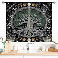 Life Tree Curtains, Hippie Sun Moon Trippy Tree of Life Bohemian Mandala Aesthetci Mystic Witchy Blackout Window Drapery Treatments for Bedroom Living Room Bathroom Decor, 55x39 Inch