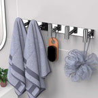 VAEHOLD Hat and Coat Wall Mount Rack - Hooks for Robes, Bags, Keys, and Towels - Bathroom Towel Hanger Organizer (Polished Chrome, “T“ Shape 5 Hooks 1 Pack)