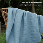 PHF 100% Cotton Waffle Weave Blanket Twin Size for Bed,Snag Proof Lightweight Breathable Moisture-Wicking Throw for Couch,Great for Layering in Cold Weather,Machine Washable,Home Decor Gift-Dusty Blue