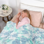 Tuddrom Decorative Extra Soft Faux Fur Blanket Queen Size 80"x90",Solid Reversible Fuzzy Fluffy Plush Fleece Comfy Microfiber Fur Blanket for Couch Sofa Bed,Tie Dye Blue