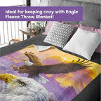 Dawhud Direct Eagle Fleece Throw Blanket, 50" x 60", Flying Eagle Print, Super Soft Plush, Unisex, Iii Eagle Clouds Color