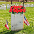 Christmas Cemetery Decorations for Grave Headstone Flower Saddle Artificial Flower Saddles Red Poinsettia Outdoor Memorial Headstone Realistic Bouquet(Red,Classic Style)