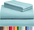 LuxClub 3 PC Sheet Bed Sheets Deep Pockets Wrinkle Free-Kids-Fitted Sheets Hypoallergenic Anti-Bacteria Machine Washable Hotel Bedding Silky Soft - Aqua Twin