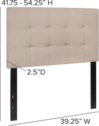 Flash Furniture Bedford Box Stitch Tufted Upholstered Twin Size Headboard in Beige Fabric