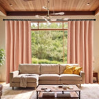 KangBang Light Coral Full Blackout Curtains 72x108 Inches Long Light Blocking Thermal Insulated Back Tab Rod Pocket Curtains for Nursery Hall Large Windows, 2 Panels, Hook Belt Pleated Drapes, Salmon