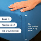 Twin XL Sheet Set 4 Piece - Bed Sheets Twin Size - Soft Hotel Luxury Bedding - Cooling, Comfy & Breathable - 1 Flat & 1 Fitted and 2 Pillowcases with Deep Pockets - Wrinkle and Fade Free - Denim Blue