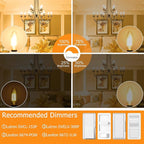 Cotanic Dimmable Candelabra LED Bulb 3000K Soft White,E12 Base Ceiling Fan Light Bulb 60W Equivalent, B11 LED Candle Shape with Clear Glass,C35 Filament Chandelier Light Bulb,600LM,8 Pack