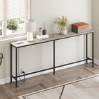 78.7" Console Table with Power Outlet, 11.8" Wide Narrow Sofa Table, Industrial Entryway Table with USB Ports, Behind Couch for Entryway, Hallway, Foyer, Living Room, Greige CTHG320E01