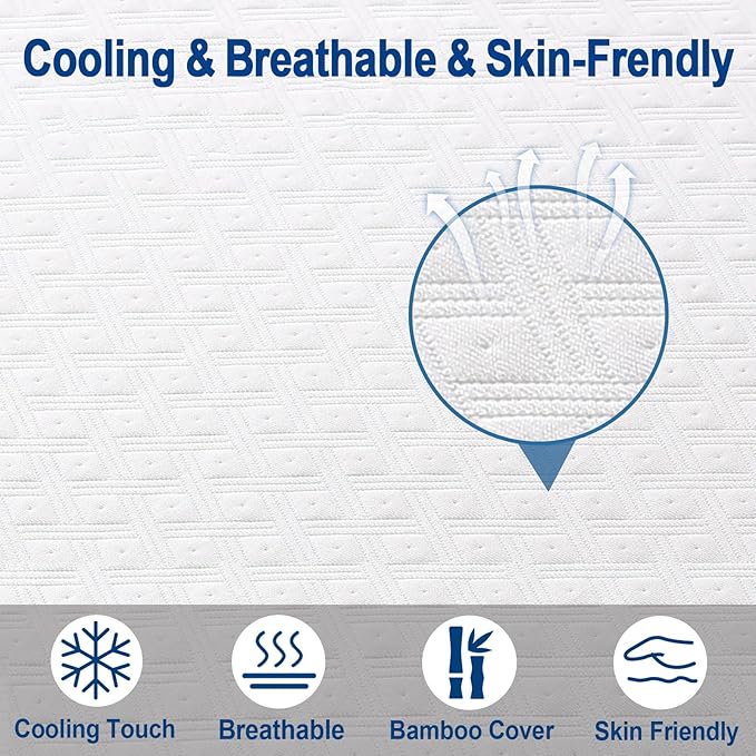 EDILLY 3 Inch Cooling Gel Memory Foam Mattress Topper Twin XL Size,with Removable & Washable Bamboo Cover,Soft Breathable Mattress Pad,Bed Topper for Back Pain Relief (38x80)