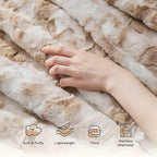Bedsure GentleSoft Sherpa Fluffy Blanket King Size for Bed - Fleece Warm and Cozy for Women Gift, Plush & Fuzzy Faux Fur Christmas Blanket for Couch, Sofa Decor, Tie Dye Design, Beige, 108x90 Inches