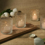 6 Pack Large Votive Candle Holders 2.7 * 3.5in, Clear DIY Wax Tea Light Candle Holder for Votives, Tealights & Pillar, Glass Candle Holders for Table Centerpiece Wedding