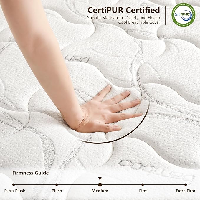 Mattress Queen Size 14 Inch - Memory Foam Hybrid Mattress for Pressure Relief & Motion Isolation - Medium Firm Queen Mattress with Pocketed Coils Breathable Bamboo Cover Certipur-Us Certified