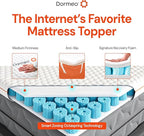 Dormeo Premium Twin XL Cooling Mattress Topper - 3-Zone OctaspringⓇ Technology for Optimal Back Support, Anti-Slip Bottom