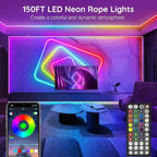 AILBTON 150Ft Neon Rope Lights,Flexible Led Rope Lights Control with App/Remote,Multiple Modes Rope Lights,IP65 Outdoor RGB Led Neons Lights,Music Sync Gaming Led Neon Light Strip for Bedroom Decor